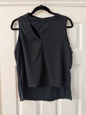 Zella Black Activewear Knit Muscle Tank Top Cut Out Black Size Medium